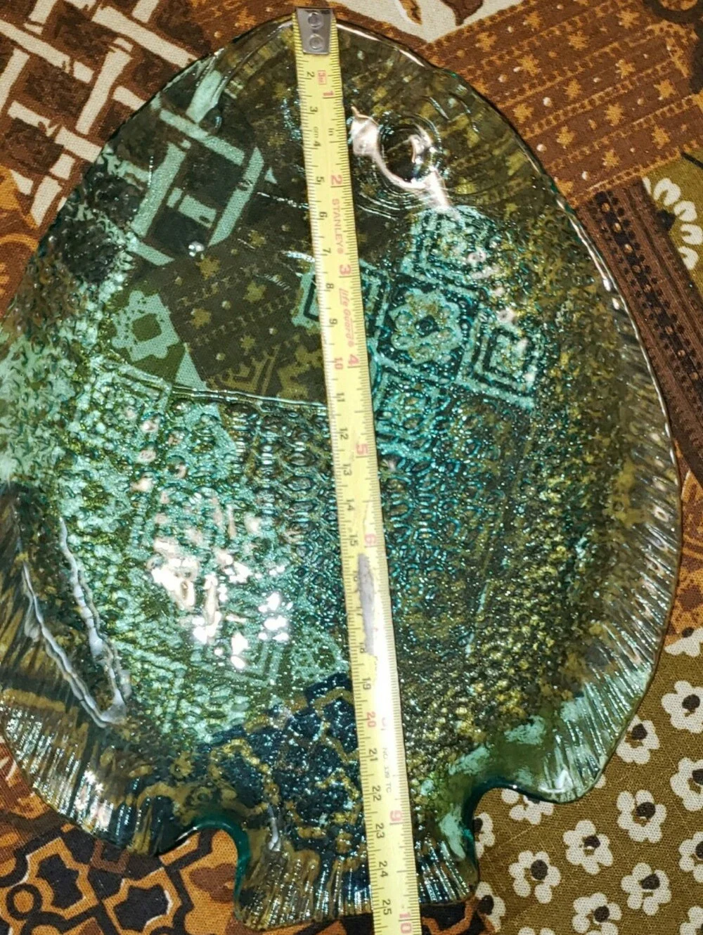 Mid-Century French Arcoroc Translucent Blue/Turquoise Glass Koi Fish Serving Set